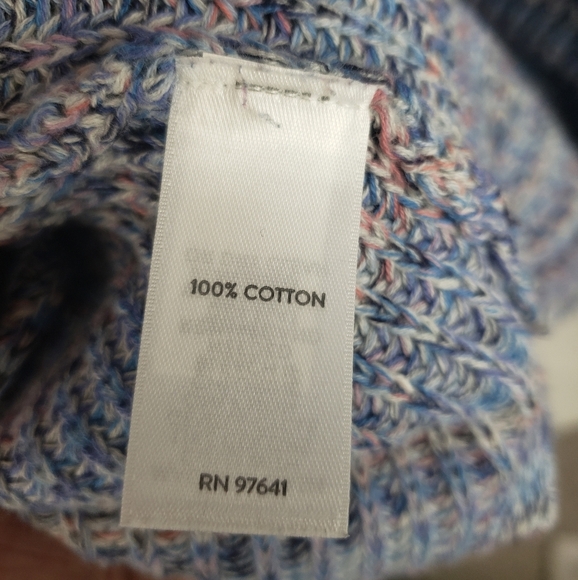 J.Jill Blue Multicolored Knit 3/4th Length Sleeve Sweater Oversized Sz S - Picture 10 of 10